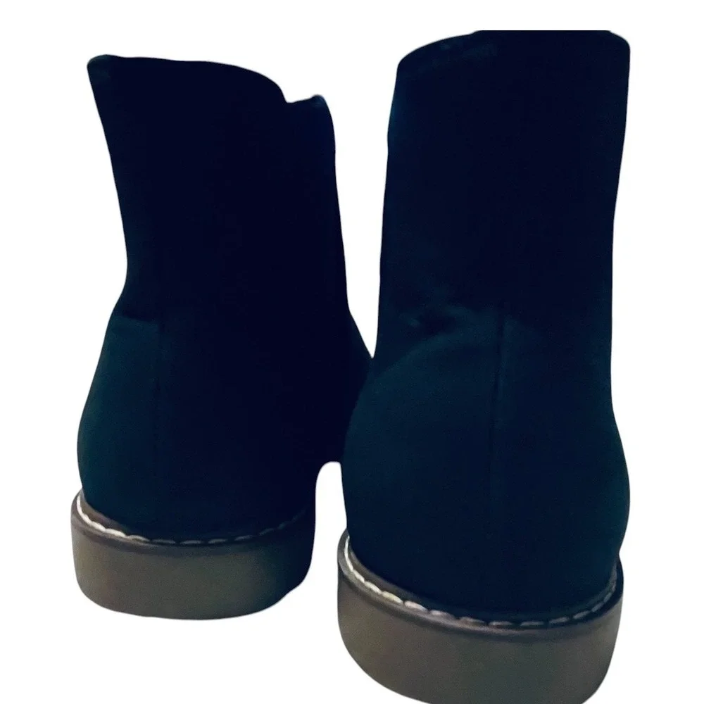 Mens Black‎ Faux Suede Chelsea Boots Elastic Gore Pull On Ankle Boots